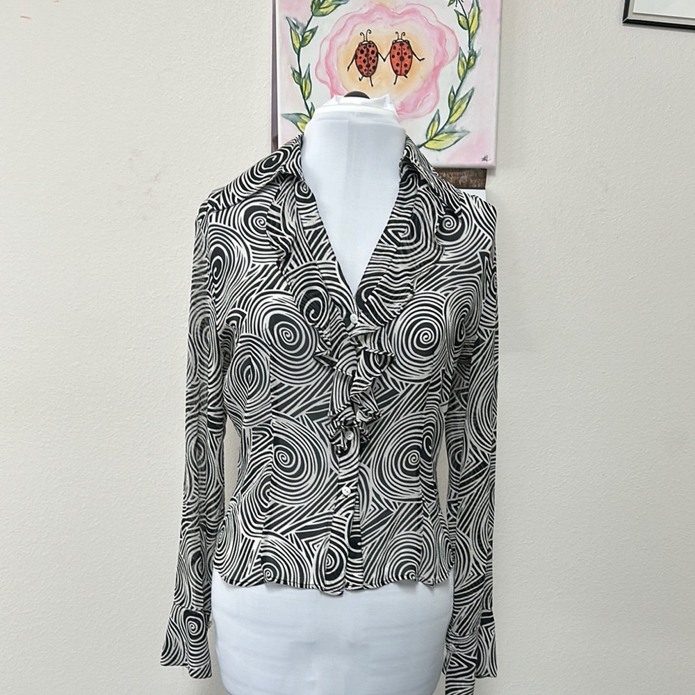 Monochrome Swirl Long Sleeve Top